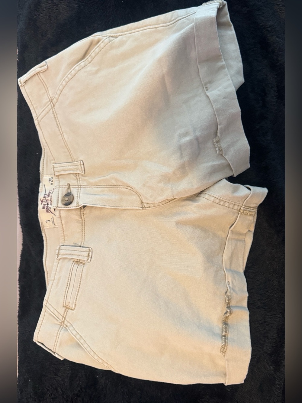 Hollister Chino Midi Shorts Womens Size 6 Beige 4" Inseam‎ Cuffed Casual Stretch